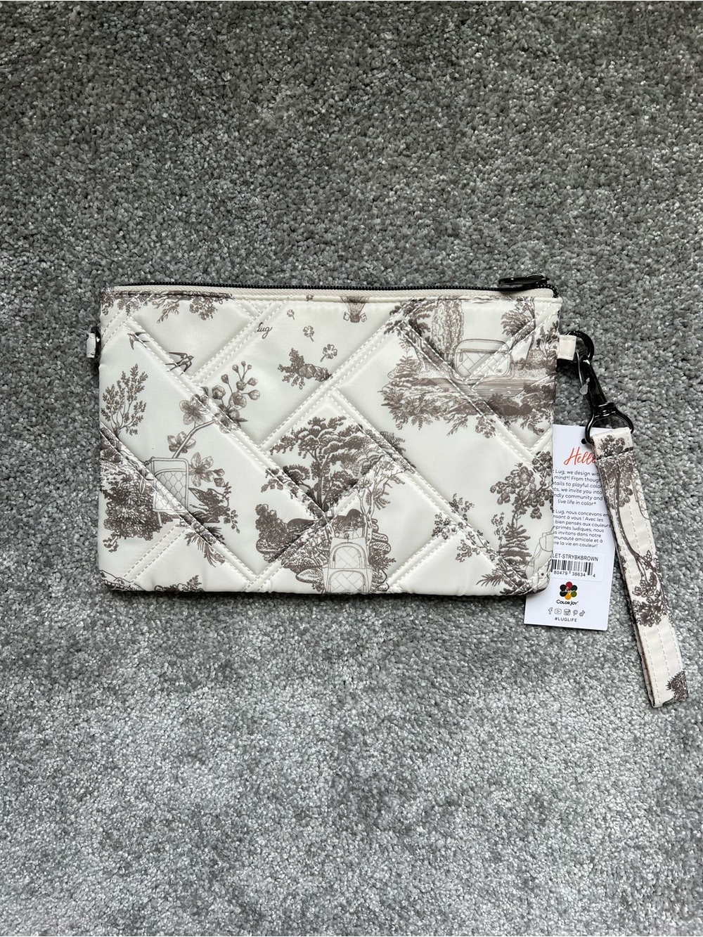 Lug Ziplet storybook brown wristlet NWT